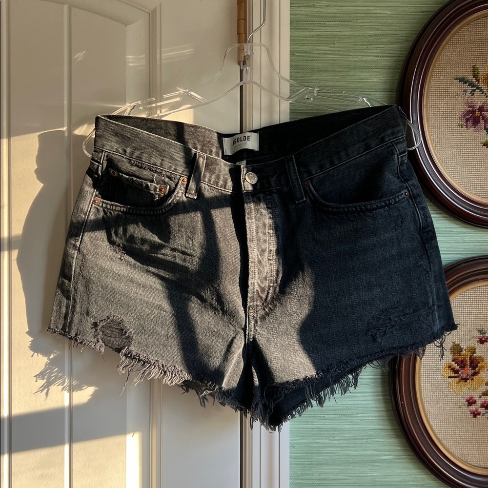 Agolde Parker Black Denim Jean Shorts